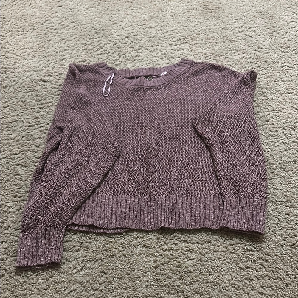 Pink Rose Purple Crew Neck Sweater Relaxed Fit